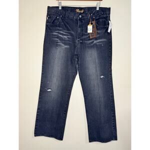 NWT Classic Bootcut Jeans Mens 36x30 Black Distressed Urban Wide Leg 100% Cotton
